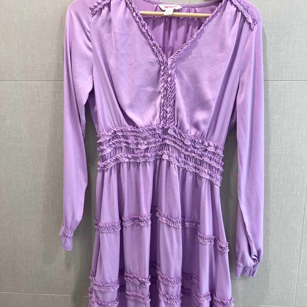 Joe Fresh Purple Babydoll Dress with Cuffed Long Sleeves